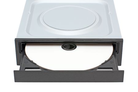 DVD Drive with disk isolated on a white background