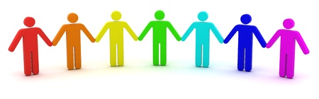 Group of people standing in a row. 3d objects isolated on the white background.の写真素材