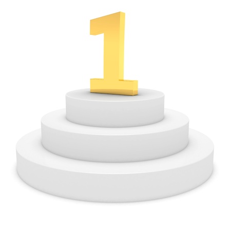 Podium with the first place. 3d objects isolated on the white background.の写真素材