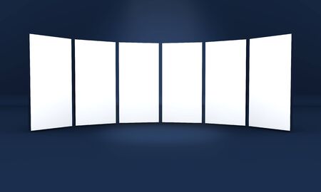 White empty screens on the blue backgroundの写真素材