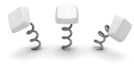 Three blank computer keys on springsの写真素材