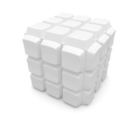 Blank white computer keys covered the cubeの写真素材