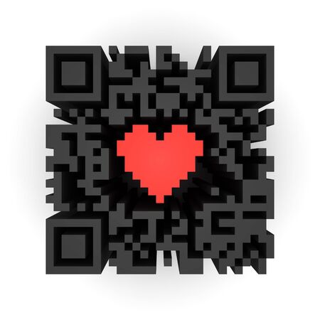 Render of a QR code (quick response) on a white background. Note: this qr-code is fakeの写真素材