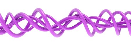 Ornate swirling abstract lilac lines isolated on whiteの写真素材