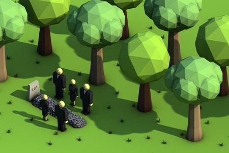 People in mourning on a cemetery