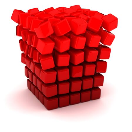 Falling apart into small figures cubeの写真素材