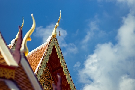 Ornate roof of buddhist temple, Wat Doi Suthep, Chiang Mai, Thailandの写真素材
