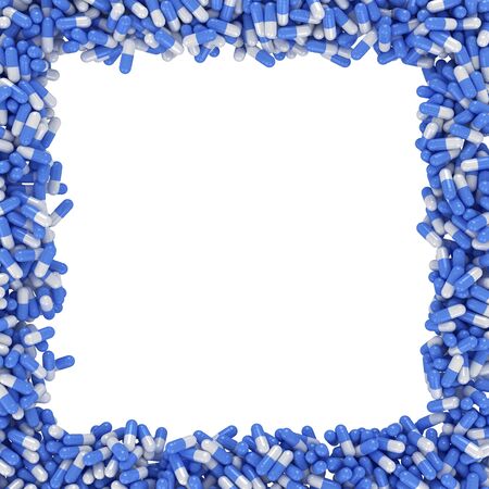 Square frame made from blue capsulesの写真素材