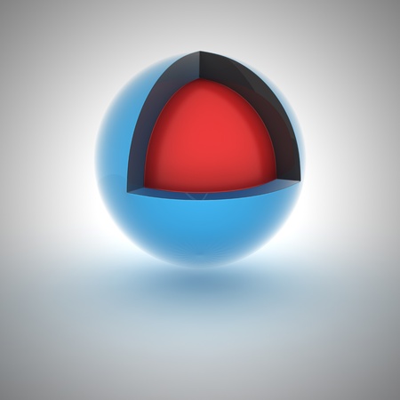 Blue sphere with red coreの写真素材