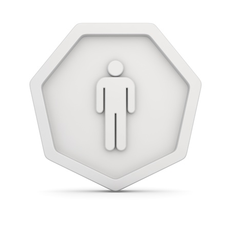 Image of male figure on the white badgeの写真素材