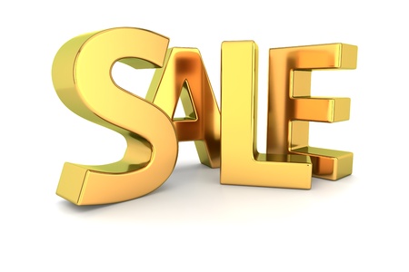 Golden letters Sale on the white backgroundの写真素材