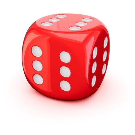 One red dice with the number six on all sidesの写真素材
