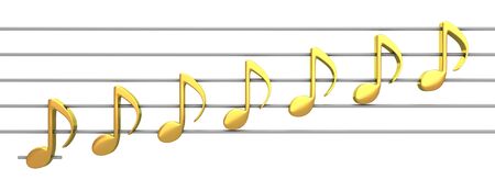 Seven golden notes on the staffの写真素材