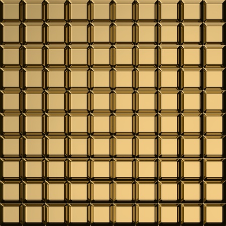 Bulging squares on the golden metal templateの写真素材