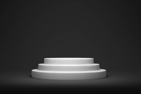 White round podium on the gray backgroundの写真素材