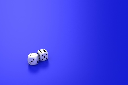 White dice on the blue backgroundの写真素材