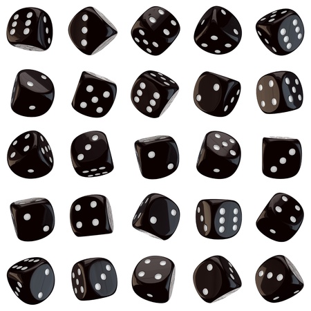 Black dice icons isolated on the white backgroundの写真素材