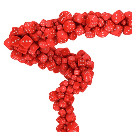 Helix from many red dice on the white backgroundの写真素材
