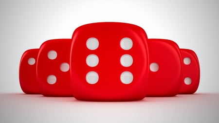 Group of big red dice with white pipsの写真素材