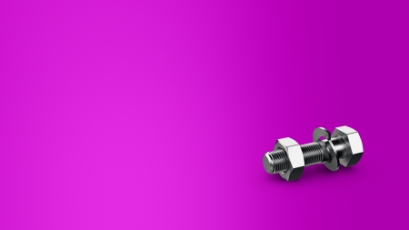 Construction fasteners on the purple background with copy space for textの写真素材