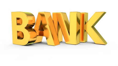 Golden letters Bank on the white backgroundの写真素材