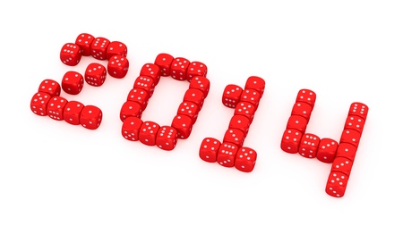 2014 made from red dice on the white backgroundの写真素材