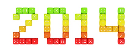 2014 made from vibrant energy dice on the white backgroundの写真素材
