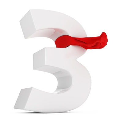 Number three with red fluttering fabricの写真素材