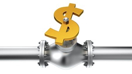 Dollar valve on the pipeline, concept of energy crisisの写真素材