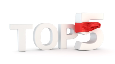 Text Top 5 with red fluttering fabricの写真素材