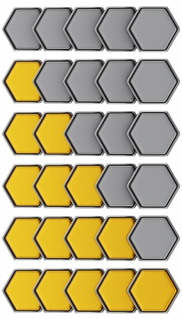 Set of golden metal rating hexagonsの写真素材