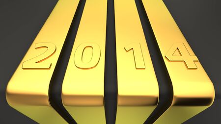 Golden panels with digits 2014 on the black backgroundの写真素材