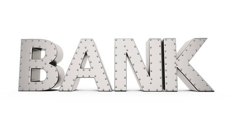 Metallic letters with rivets, symbol of reliable bank companyの写真素材