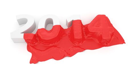 Year 2014 cover with red fabric on whiteの写真素材