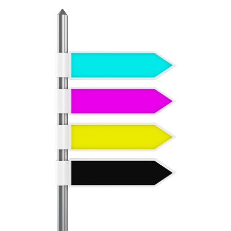 Road pointer of CMYK colorsの写真素材