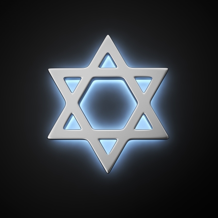 Star of David with backlight effect on the black backgroundの写真素材