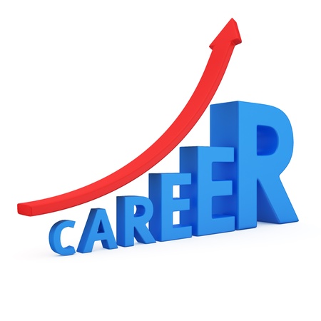 The word "career" as a ladder and arrow to topの写真素材