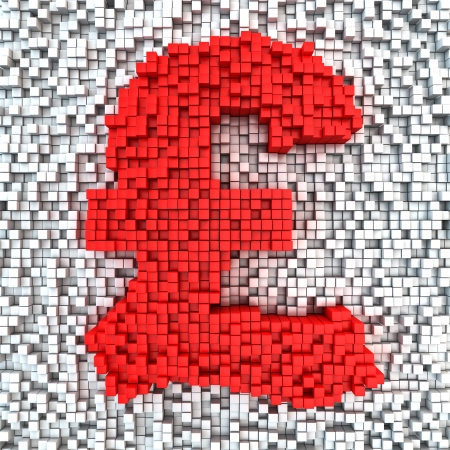 Pound currency symbol made from matrix of red cubesの写真素材