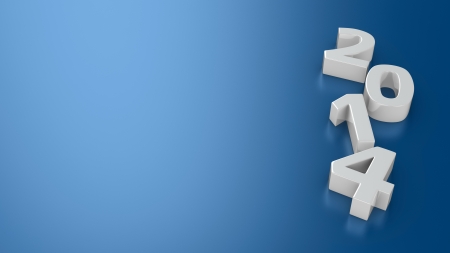 Digits of new year 2014 on blue background with copyspaceの写真素材