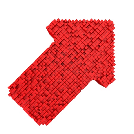 Mosaic arrow sign on the white backgroundの写真素材