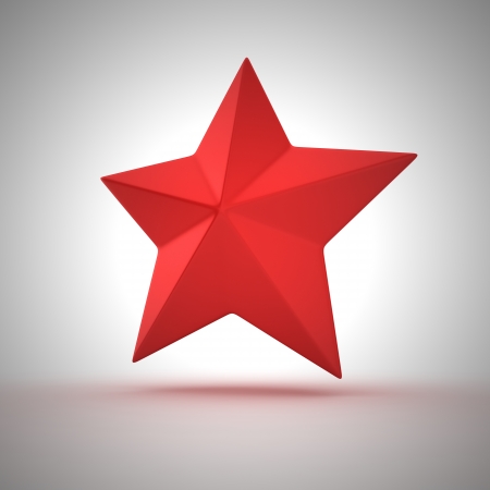 Red five-pointed star on the white backgroundの写真素材