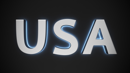 Capital letters USA with backlight effect on the black backgroundの写真素材