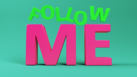 Big letters Follow Me on green backgroundの写真素材