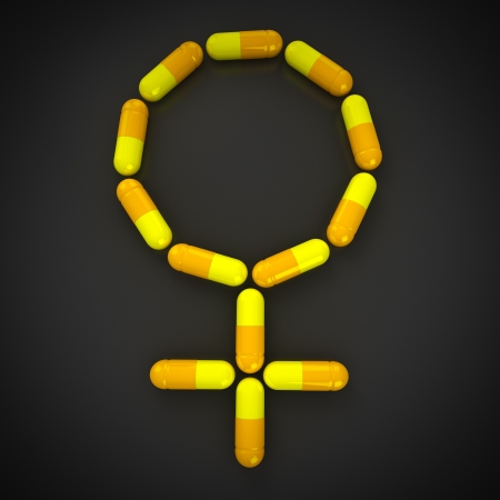 Venus symbol made from yellow pillsの写真素材