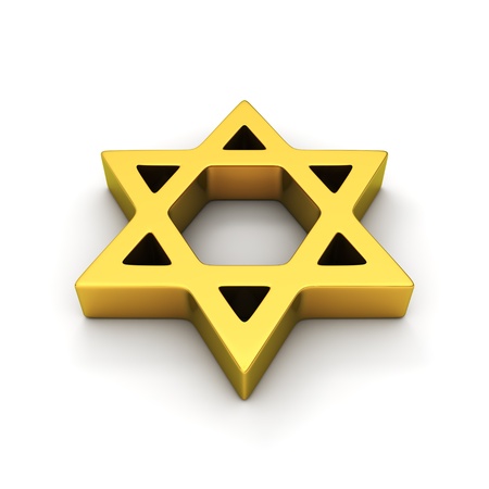 Golden star of David on the white backgroundの写真素材