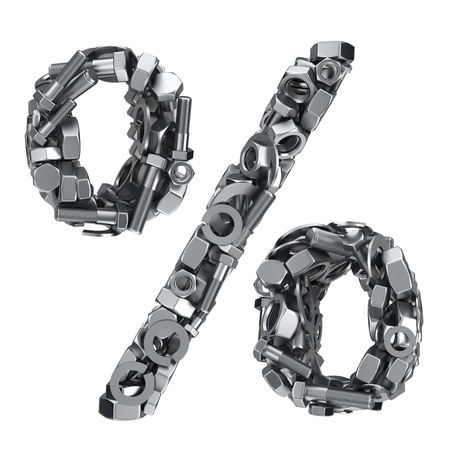 Big percentage symbol made from metal fastenersの写真素材