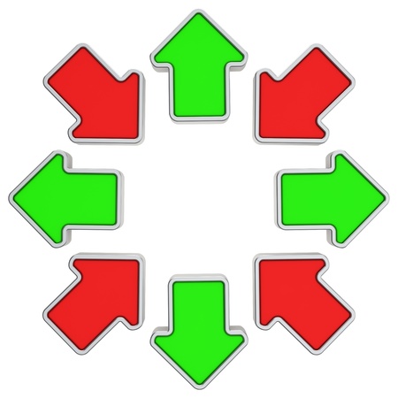 Outgoing and inward arrows in a circleの写真素材