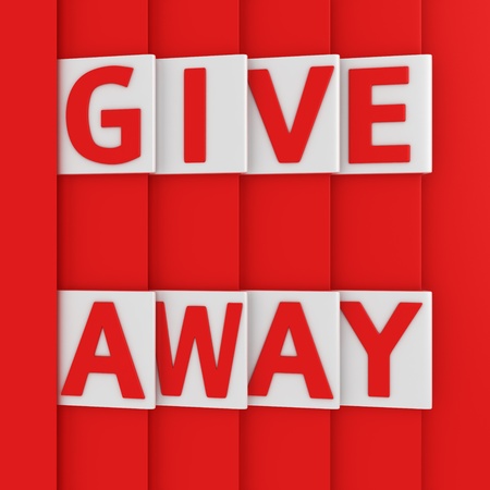 White bookmarks with text "Give away" on the red pagesの写真素材