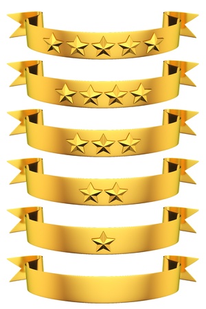 Rating of golden ribbons with starsの写真素材