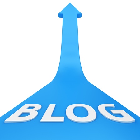Word BLOG on the blue arrow moving upの写真素材
